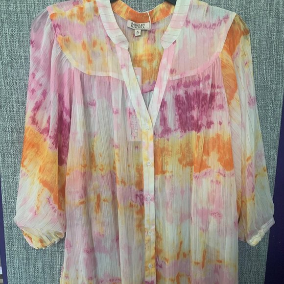 Badgley Mischka Women's Sheer Blouse Medium - Picture 2 of 14